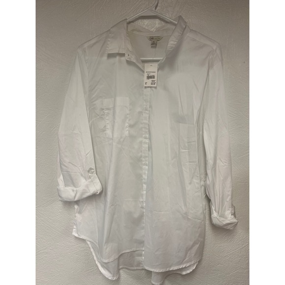 NWT! Cato White Button Down Tunic Shirt Long Sleeve Collared XL - Picture 1 of 2